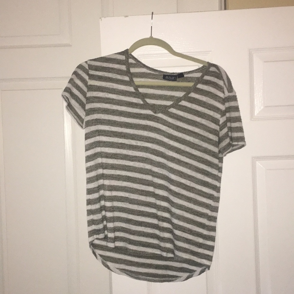 ana Green and White Striped Shear Blouse